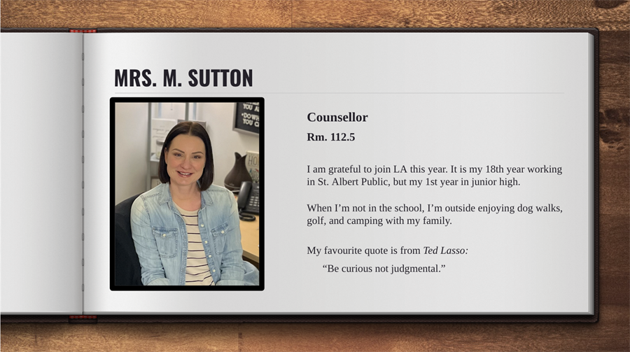 information about counsellor mrs sutton